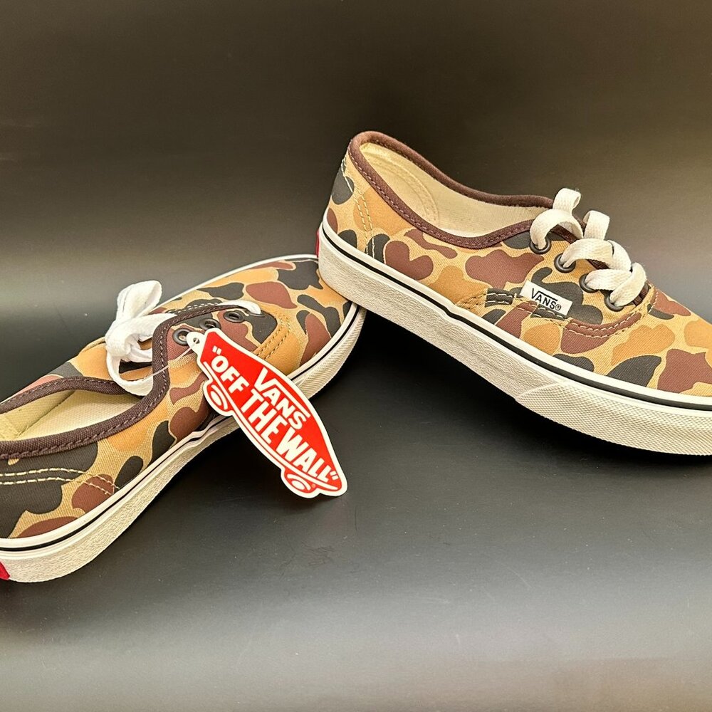 Vans Camo Canvas Sneakers Children Kids Toddler Size 2 Slip-On Green/Brown Great